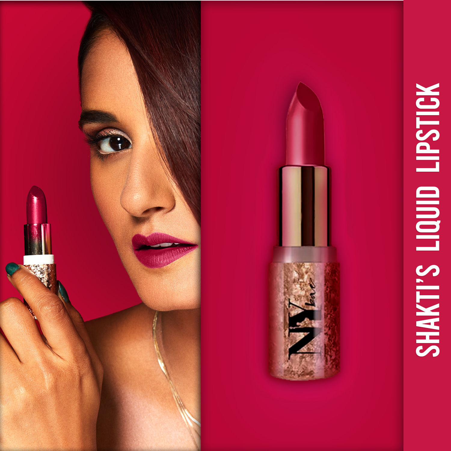 Buy Shakti By NY Bae Creamy Matte Lipstick - Chaines 13 (4.2 g) | Pink | Bold Matte Finish | Rich Colour Payoff | Long lasting | Smooth Application | Nourishing | Cruelty & Paraben Free - Purplle