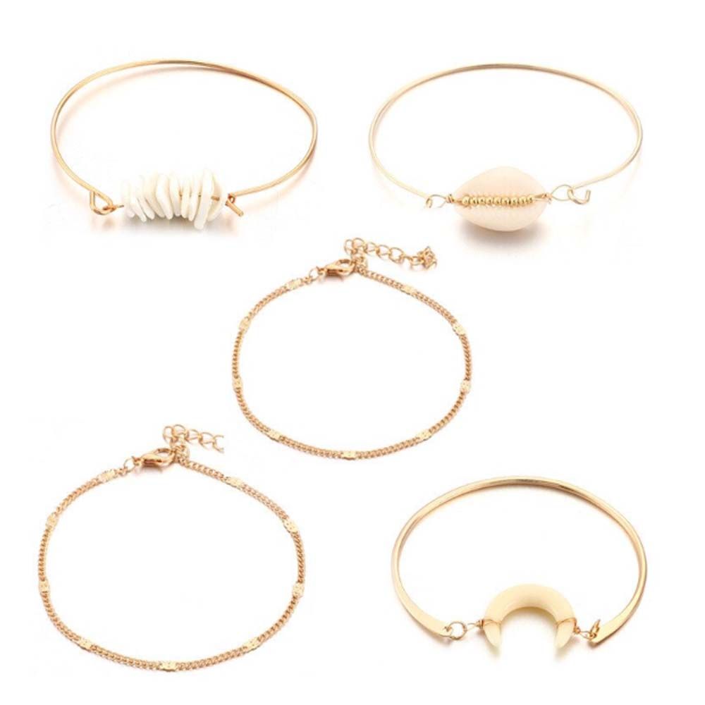 Buy Ferosh Dinara Shell Golden 5 Pcs Bracelets Set - Purplle