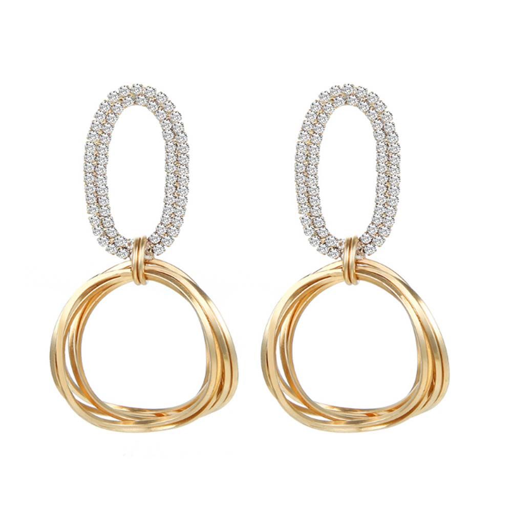 Buy Ferosh Andarta Rhinestone Golden Ring Drop Earrings - Purplle