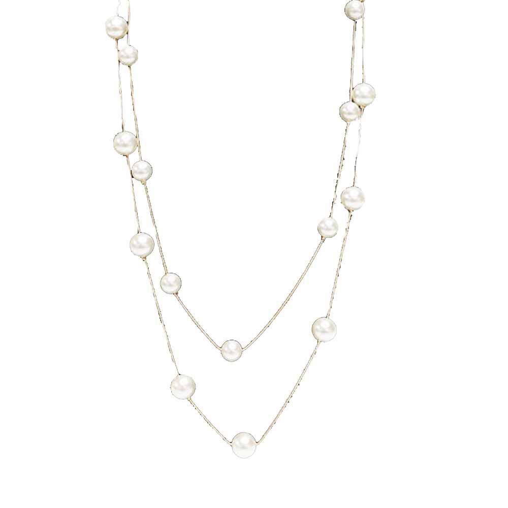 Buy Ferosh Mireya Dual-Layered Silver Pearl Necklace - Purplle