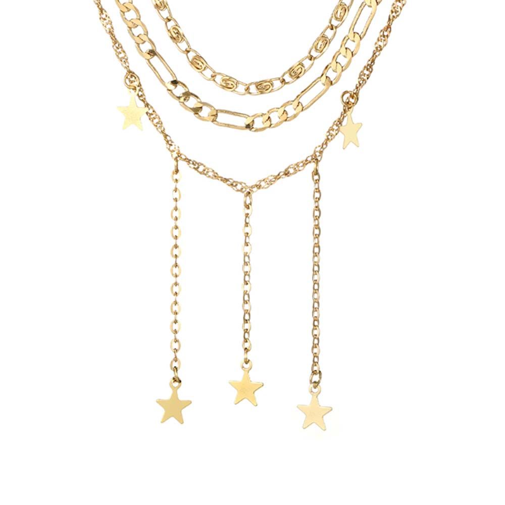 Buy Ferosh Malia Layered Golden Star Trinkets Neckpiece - Purplle