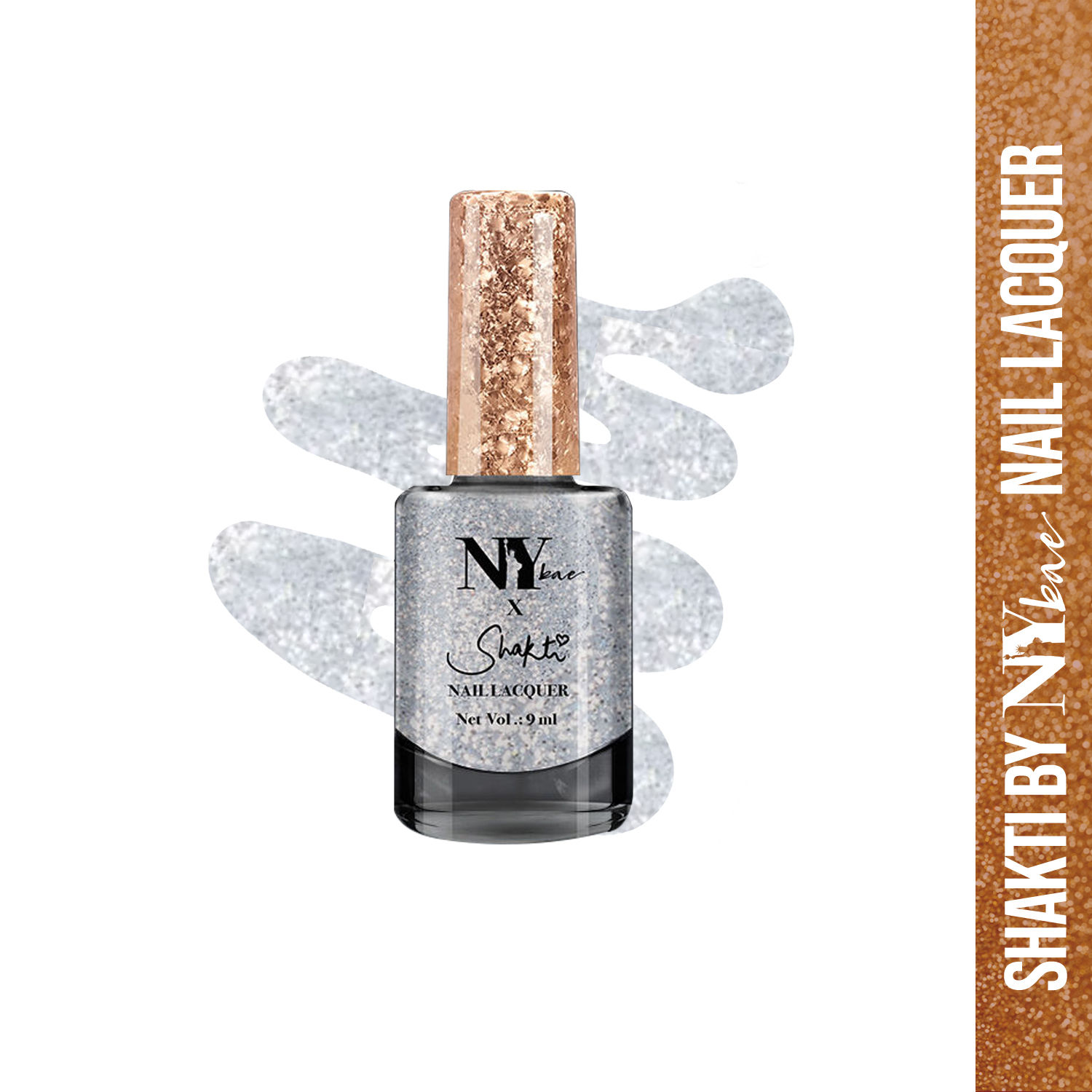 Buy Shakti By NY Bae Nail Lacquer - Broadway Ballerina 1 (9 ml) | Silver | Glitter Top Coat | Shimmery Finish | Rich Colour Payoff | Chip Resistant | Long lasting | Non-Yellowing | One Swipe Application | Cruelty Free - Purplle