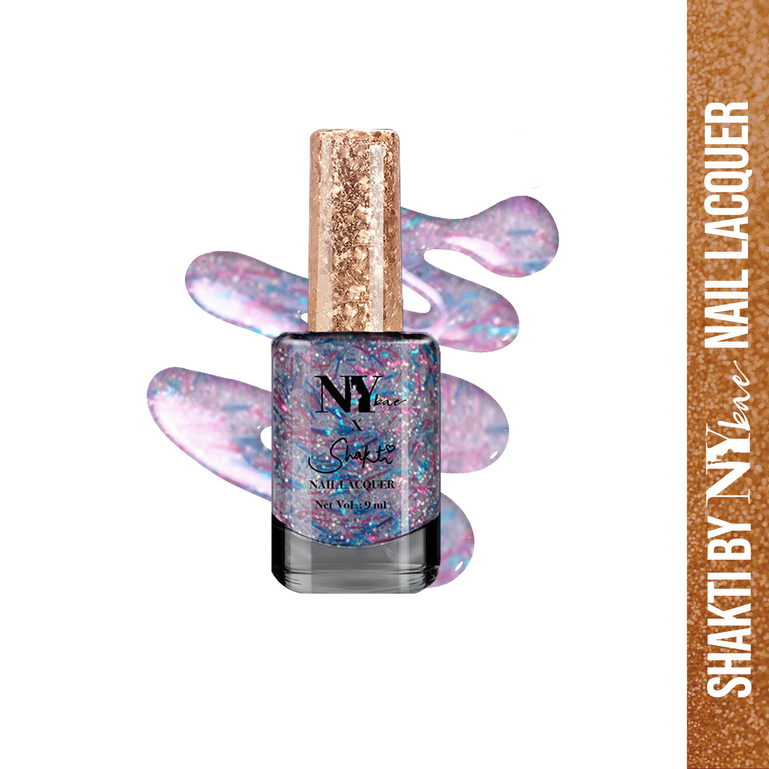 Buy Shakti By NY Bae Nail Lacquer - City Hall Cha Cha 8 (9 ml) | Blue & Pink | Glitter Top Coat | Shimmery Finish | Rich Colour Payoff | Chip Resistant | Long lasting | Non-Yellowing | One Swipe Application | Cruelty Free - Purplle