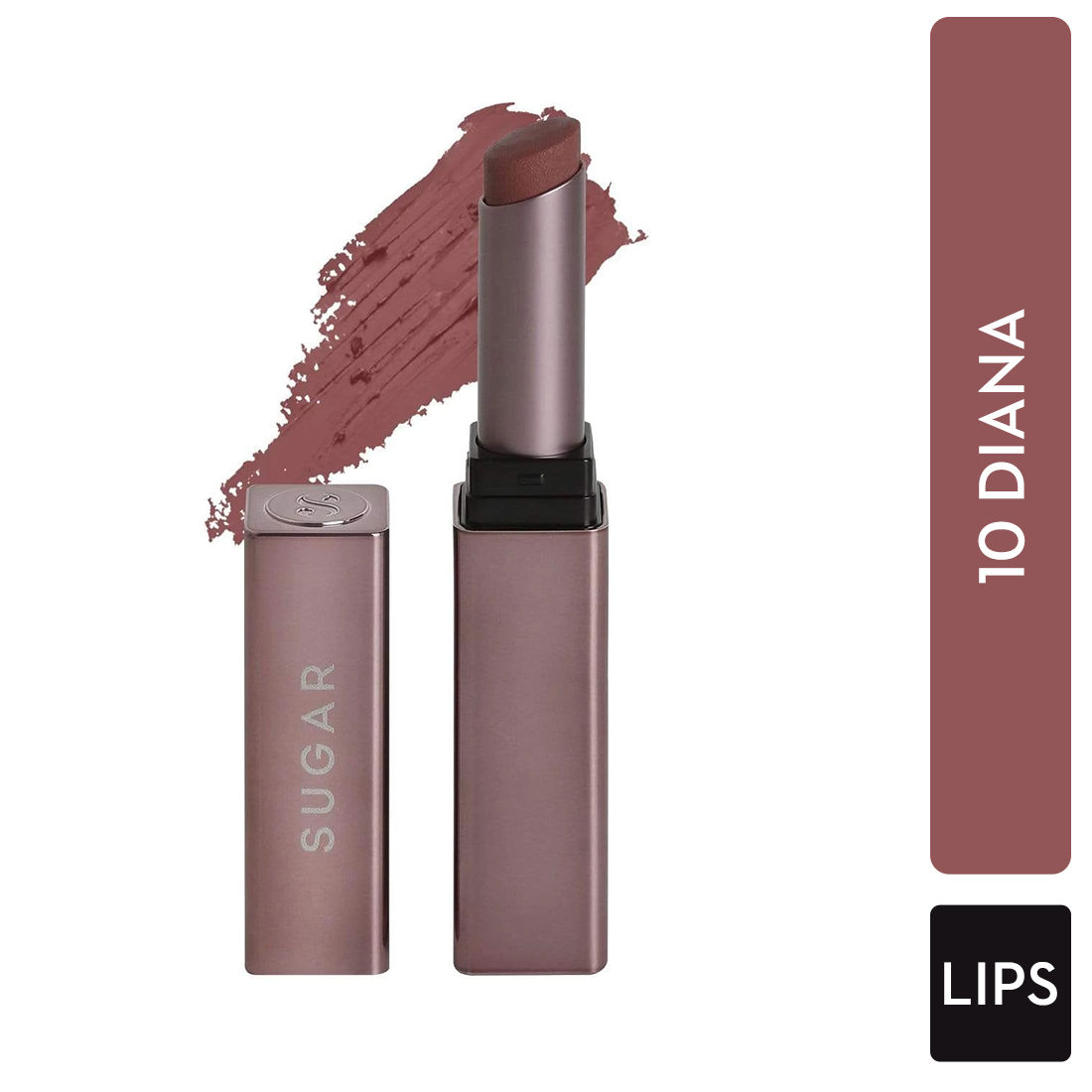 Buy SUGAR Cosmetics - Mettle - Satin Lipstick - 10 Diana (Peachy Pink) - 2.2 gms - Waterproof, Longlasting Lipstick for a Silky and Creamy Finish, Lasts Up to 8 hours - Purplle