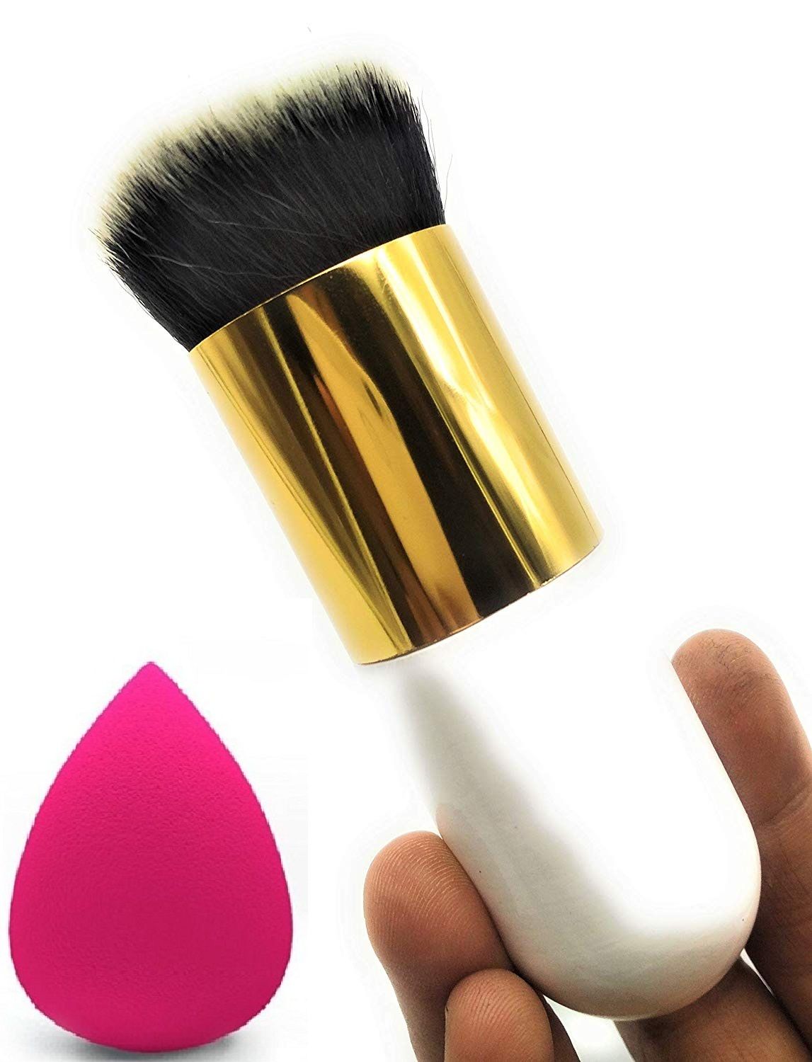 Buy AY Makeup Foundation Brush with 1 Makeup Sponge Puff (Color May Vary) - Purplle
