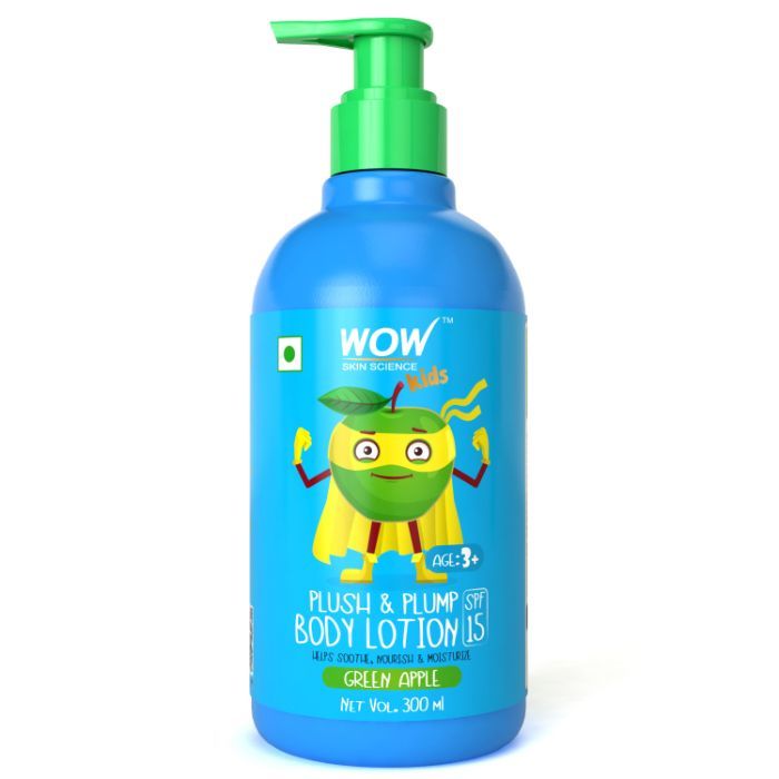Buy WOW Skin Science Kids Plush & Plump Body Lotion With SPF 15 - Green Apple (300 ml) - Purplle