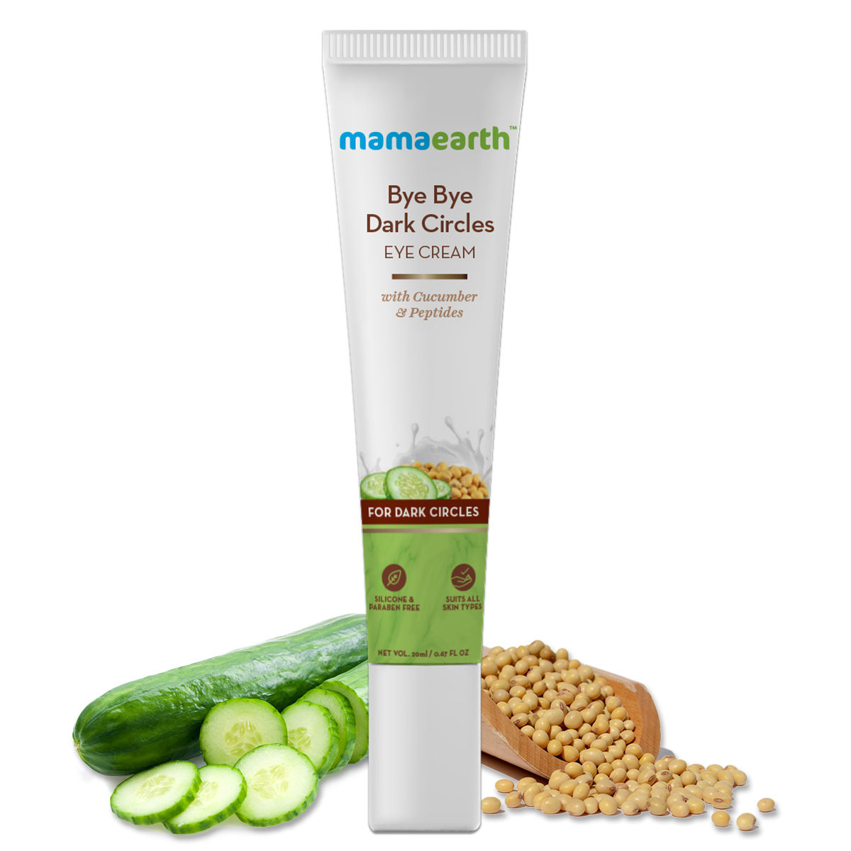 Buy Mamaearth Bye Bye Dark Circles, Under Eye Cream for Dark Circles, with Cucumber & Peptides (20 ml) - Purplle