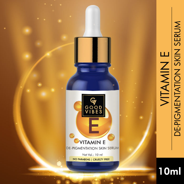 Buy Good Vibes Vitamin E De-Pigmentation Skin Serum | UV protection | Antioxidant | With Liquorice | No Parabens, No Sulphates, No Animal Testing (10 ml) - Purplle