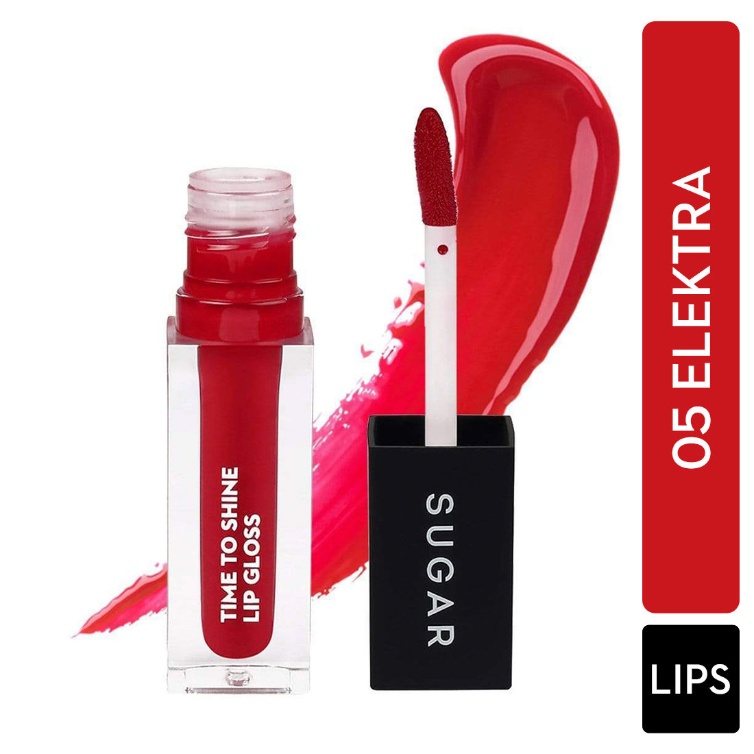 Buy SUGAR Cosmetics - Time To Shine - Lip Gloss - 05 Elektra (Bright Orange Red) - 4.5 gms - High Shine Lip Gloss with Jojoba Oil - Purplle