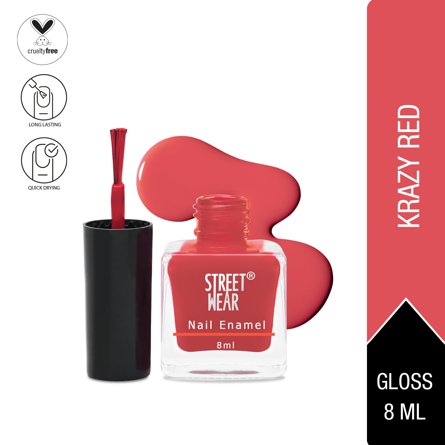 Buy Street Wear Nail Enamel (Revamp) Krazy Red (8 ml) - Purplle