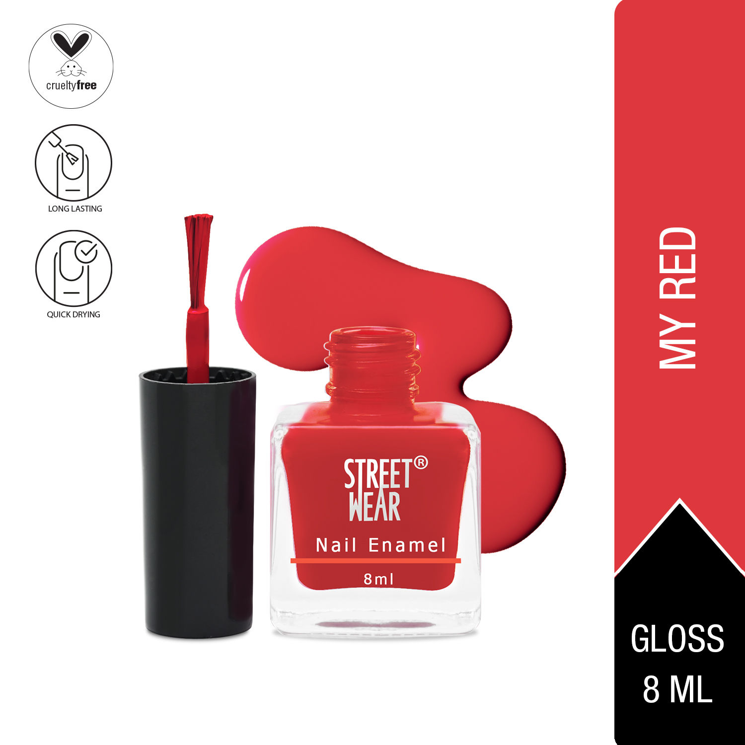 Buy Street Wear Nail Enamel (Revamp) My Red (8 ml) - Purplle