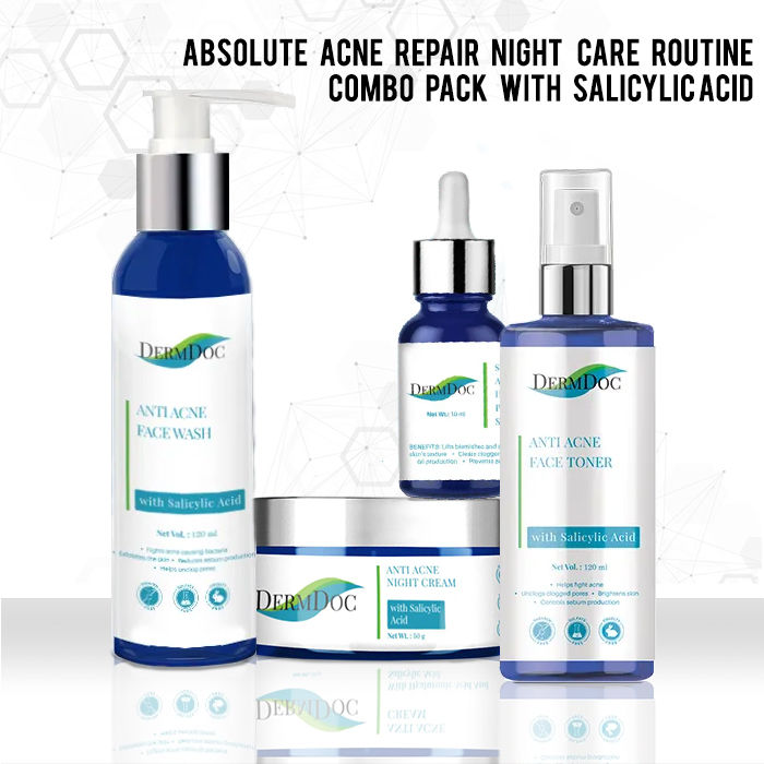 Buy DermDoc Absolute Acne Repair Night Care Routine Combo Pack with Salicylic Acid - Purplle