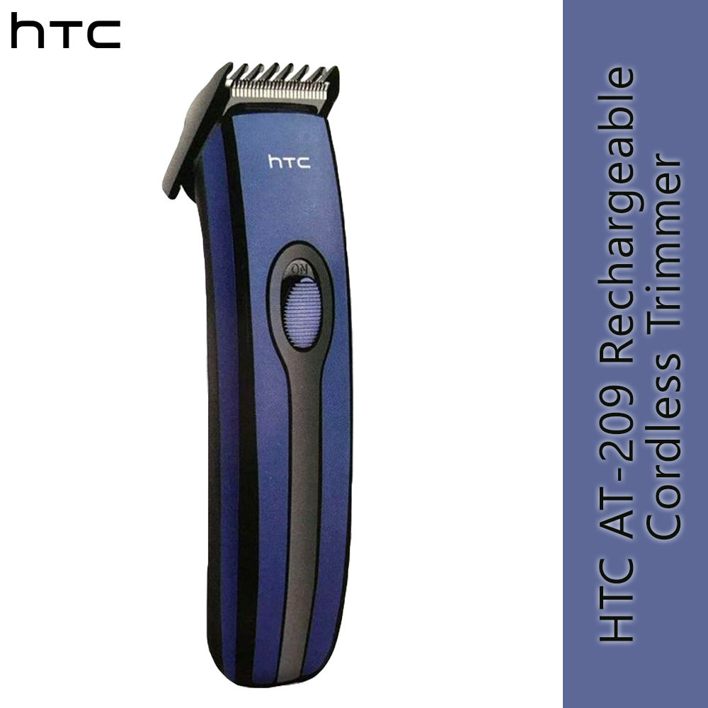 Buy HTC AT-209 Rechargeable Cordless Trimmer For Men (Blue) - Purplle