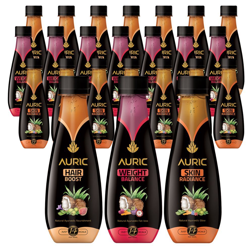 Buy Auric Beauty Kit, Skin Radiance Juice + Hair Boost Juice + Weight Balance Juice (250 ml * 24) - Purplle