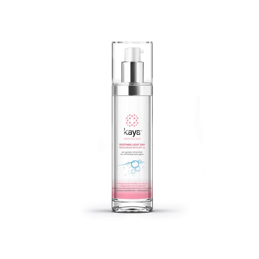 Buy Kaya Sensitive Skin Soothing Light Day Moisturizer with SPF 25 non-greasy moisturizer for refreshing matte glow | With Geranium Robertianum extract, Polyglutamic acid & Allantoin | Fragrance free for sensitive skin, 50 ml - Purplle