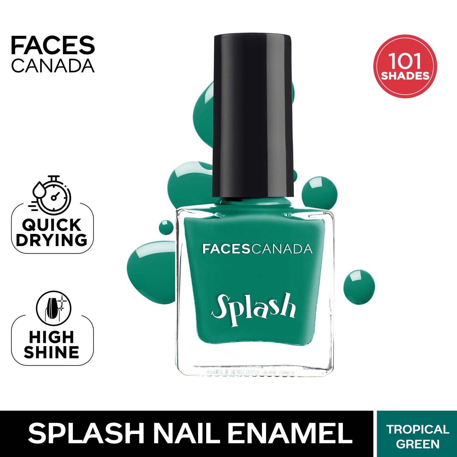 Buy FACES CANADA Ultime Pro Splash Nail Enamel - Tropical Green 59 (8ml) | Quick Drying | Glossy Finish | Long Lasting | No Chip Formula | High Shine Nail Polish For Women | No Harmful Chemicals - Purplle