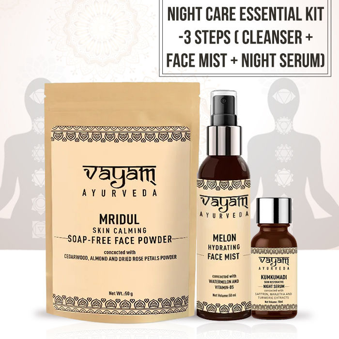 Buy Vayam Ayurveda Night Care Essential Kit -3 Steps ( Cleanser + Face Mist + Night Serum) - Purplle
