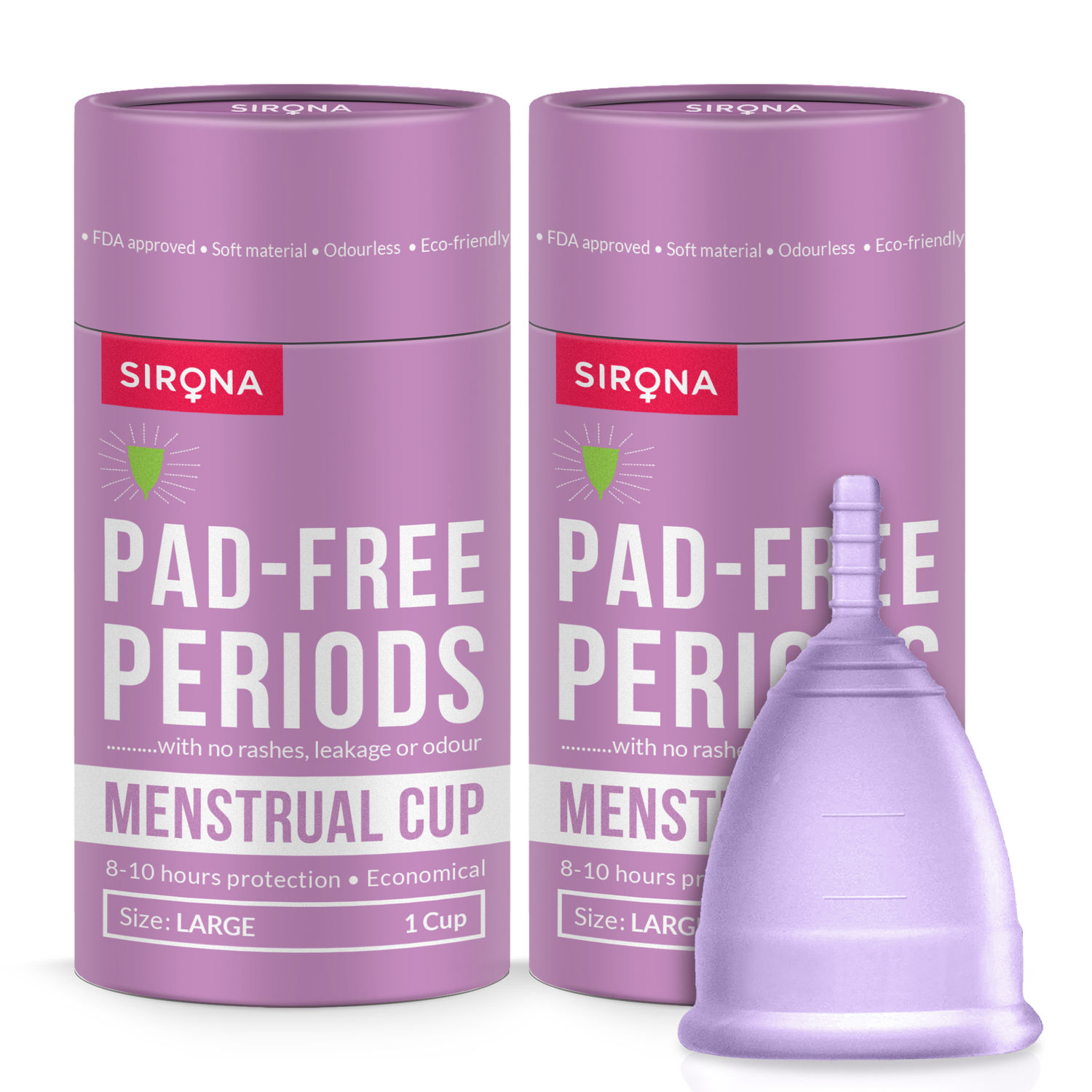 Buy Sirona Reusable Menstrual Cup with FDA Compliant Medical Grade Silicone - Large (Pack of 2) - Purplle