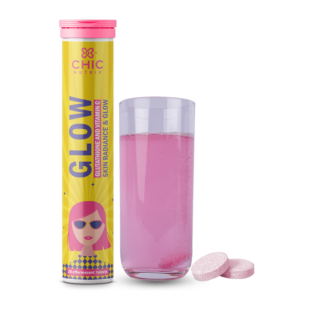 Buy Chicnutrix Glow - Glutathione and Vitamin C for Skin Radiance & Glow - 20 Effervescent Tablets - Strawberry and Lemon Flavour - Purplle
