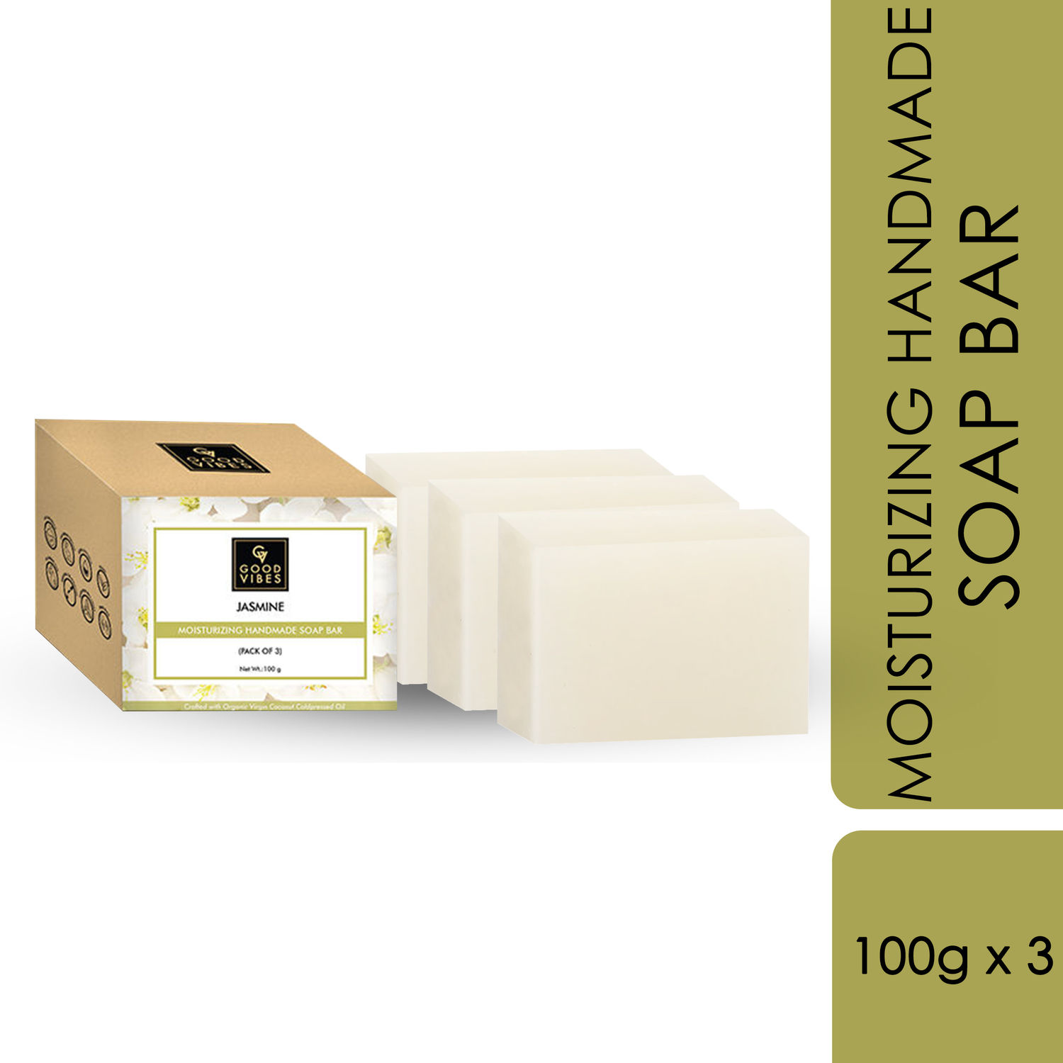 Buy Good Vibes Jasmine Moisturizing Handmade Soap Bar (Pack of 3) - 100g x 3 - Purplle