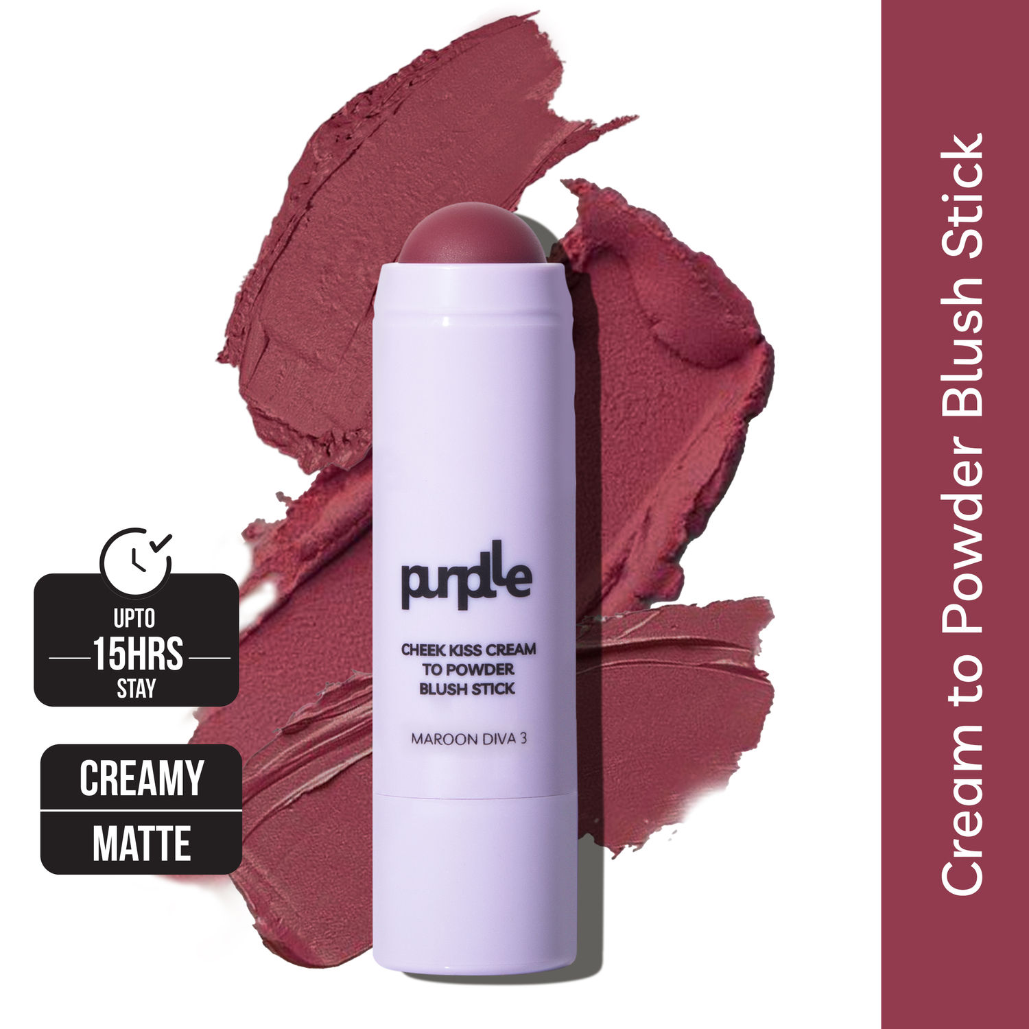 Buy Purplle Cheek Kiss Cream to Powder Blush Stick Maroon Diva 3 - Purplle