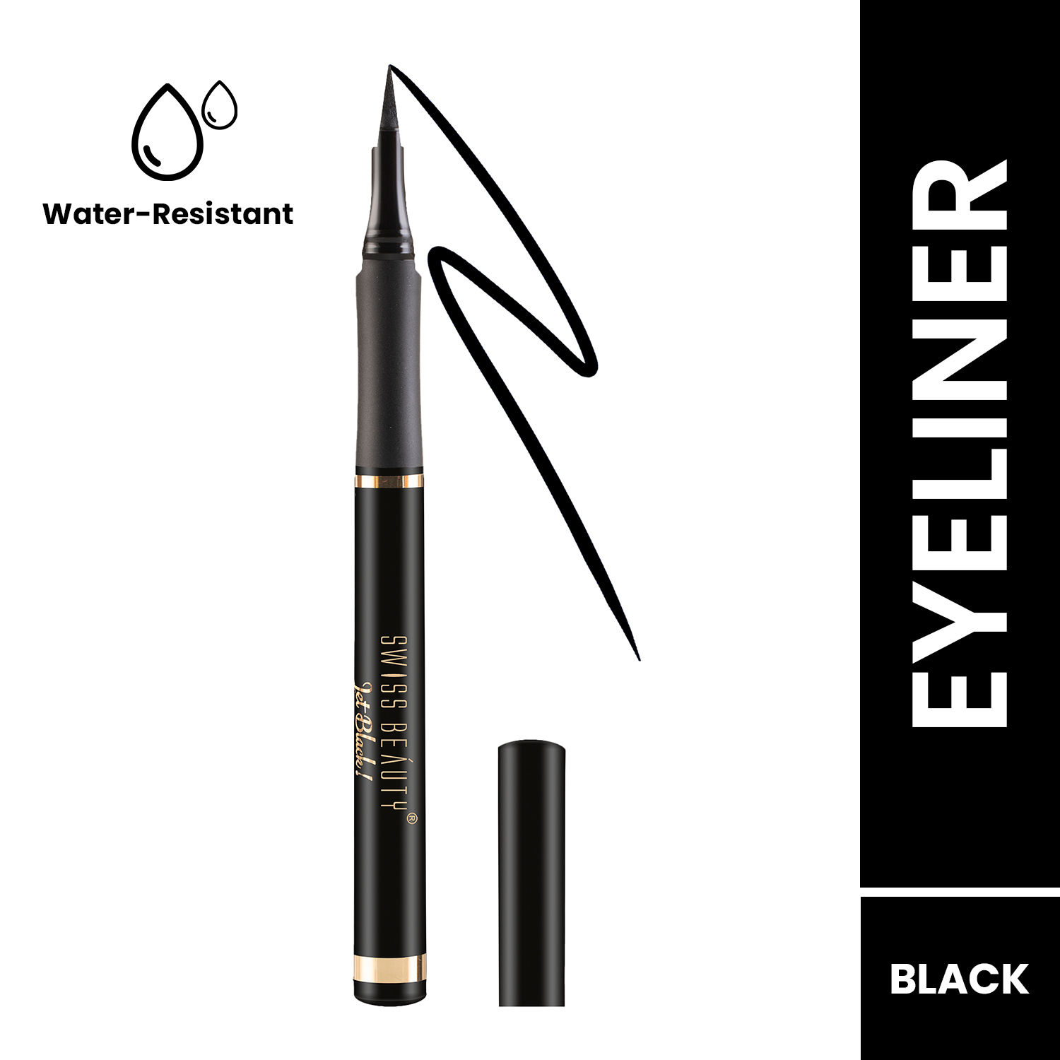 Buy Swiss Beauty Jet Black Bold Felt Tip Eyeliner - Purplle