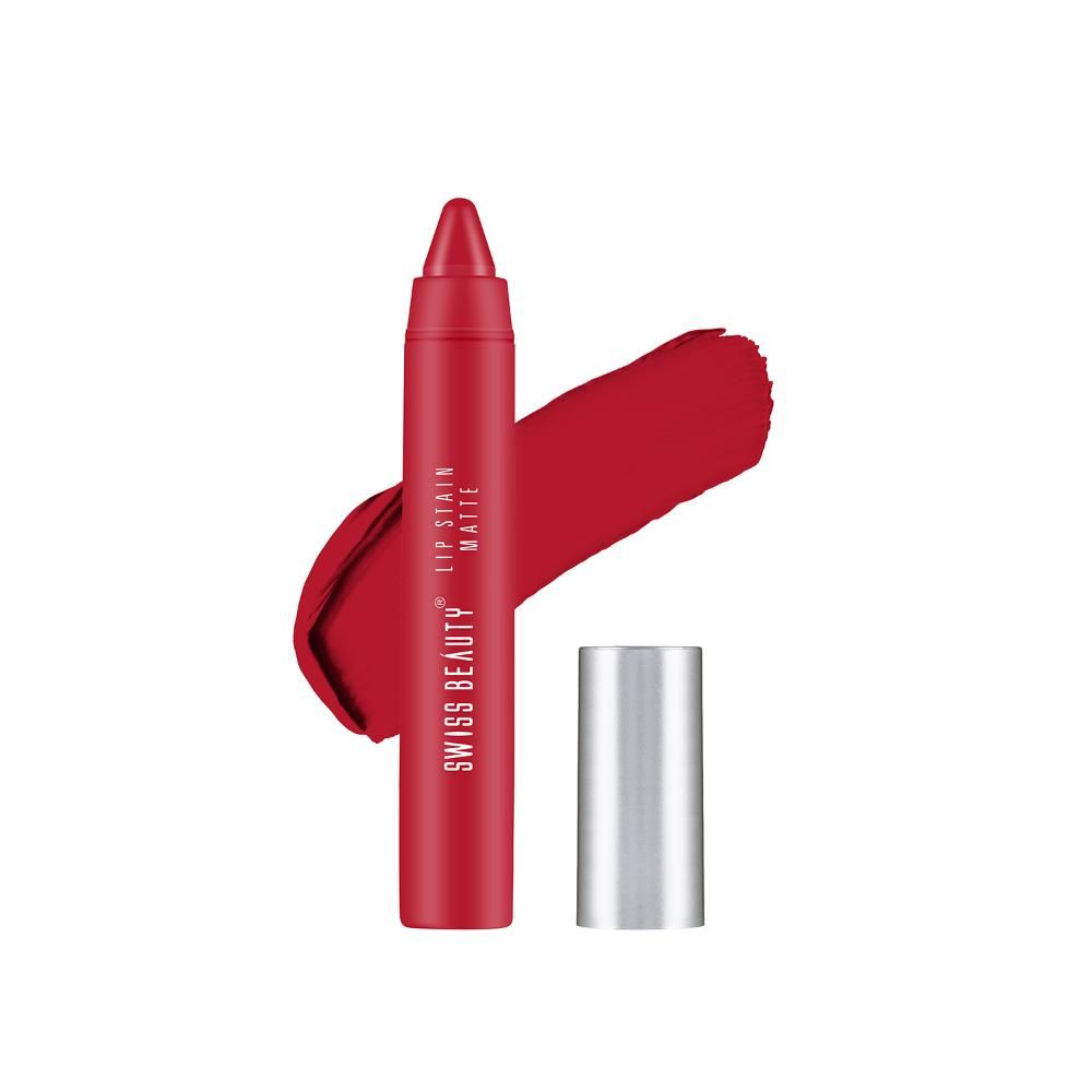 Buy Swiss Beauty Lip Stain Matte Lipstick - Coral-Red (3.4 g) - Purplle