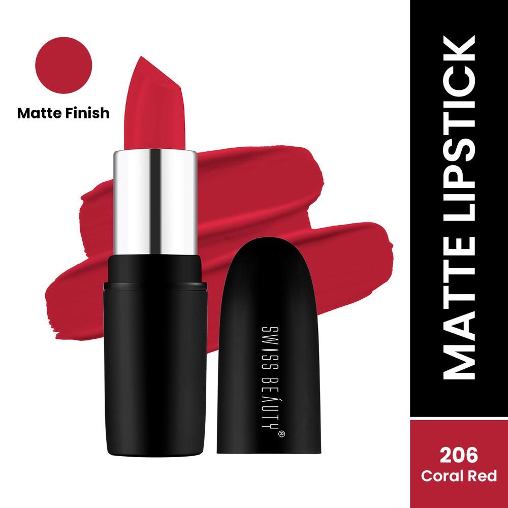 Buy Swiss Beauty Pure Matte Lipstick - Coral-Red (3.8 g) - Purplle