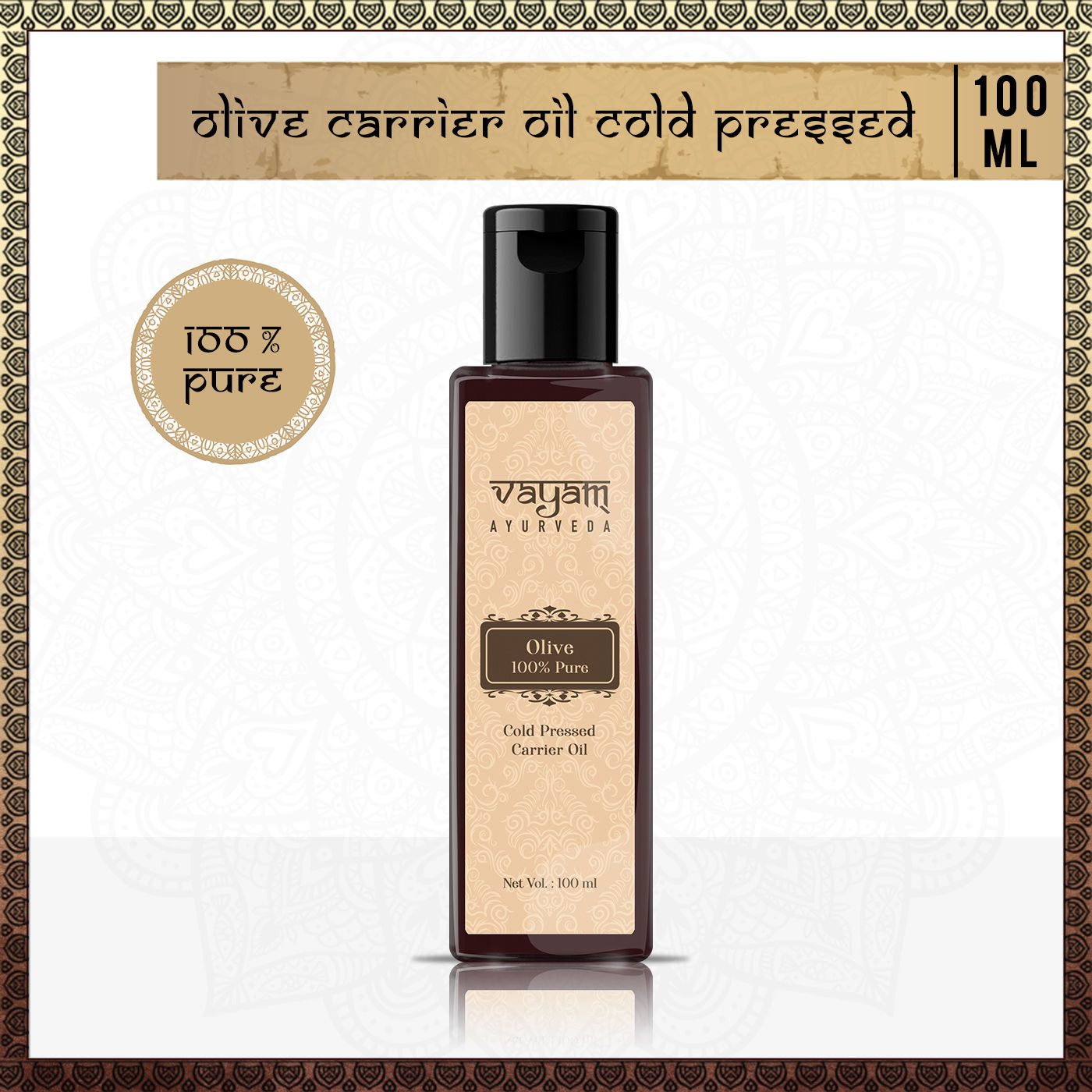 Buy Vayam Ayurveda 100% Pure Olive Coldpressed Carrier Oil (100 ml)| Ayurvedic | Natural | Herbal | Pure | Sulphate free | Paraben Free - Purplle