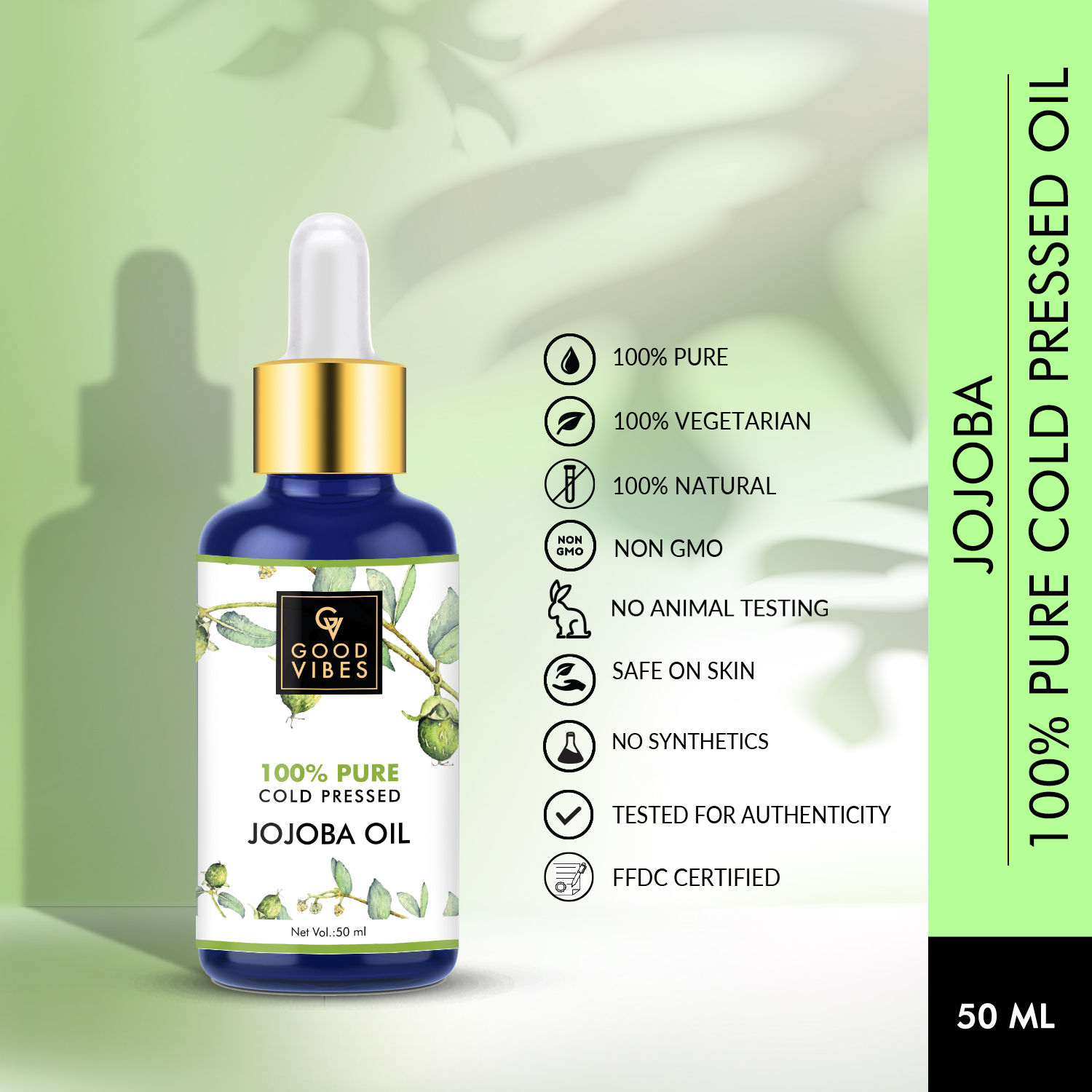 Buy Good Vibes 100% Pure Cold Pressed Carrier Oil For Hair & Skin - Jojoba (50 ml) - Purplle