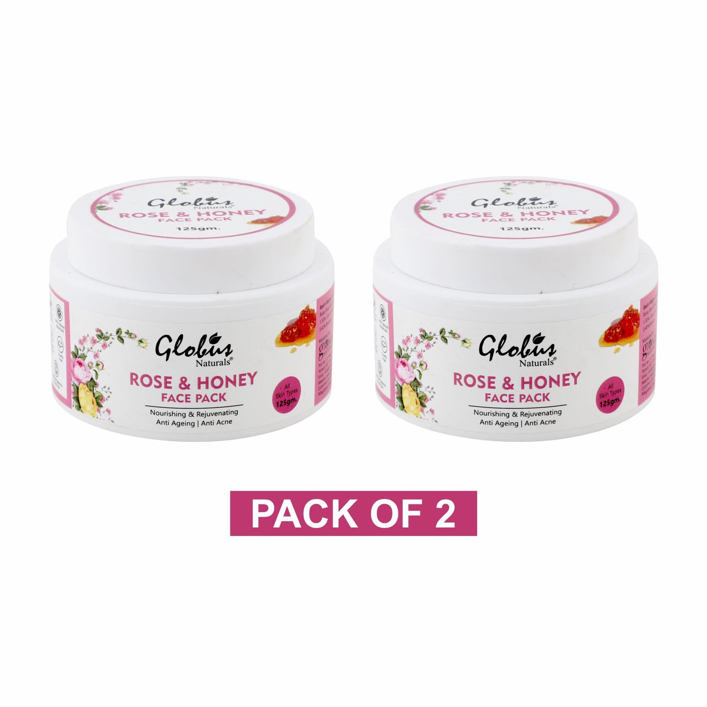 Buy Globus Naturals Rose & Honey Nourishing & Rejuvenating Face Pack ( 125 g) Pack Of 2 - Purplle