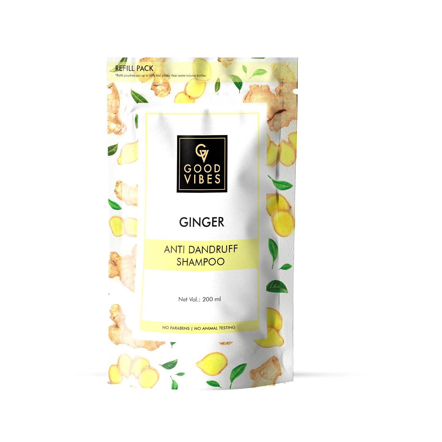 Buy Good Vibes Anti Dandruff Shampoo - Ginger 200 ml refill pack - Purplle
