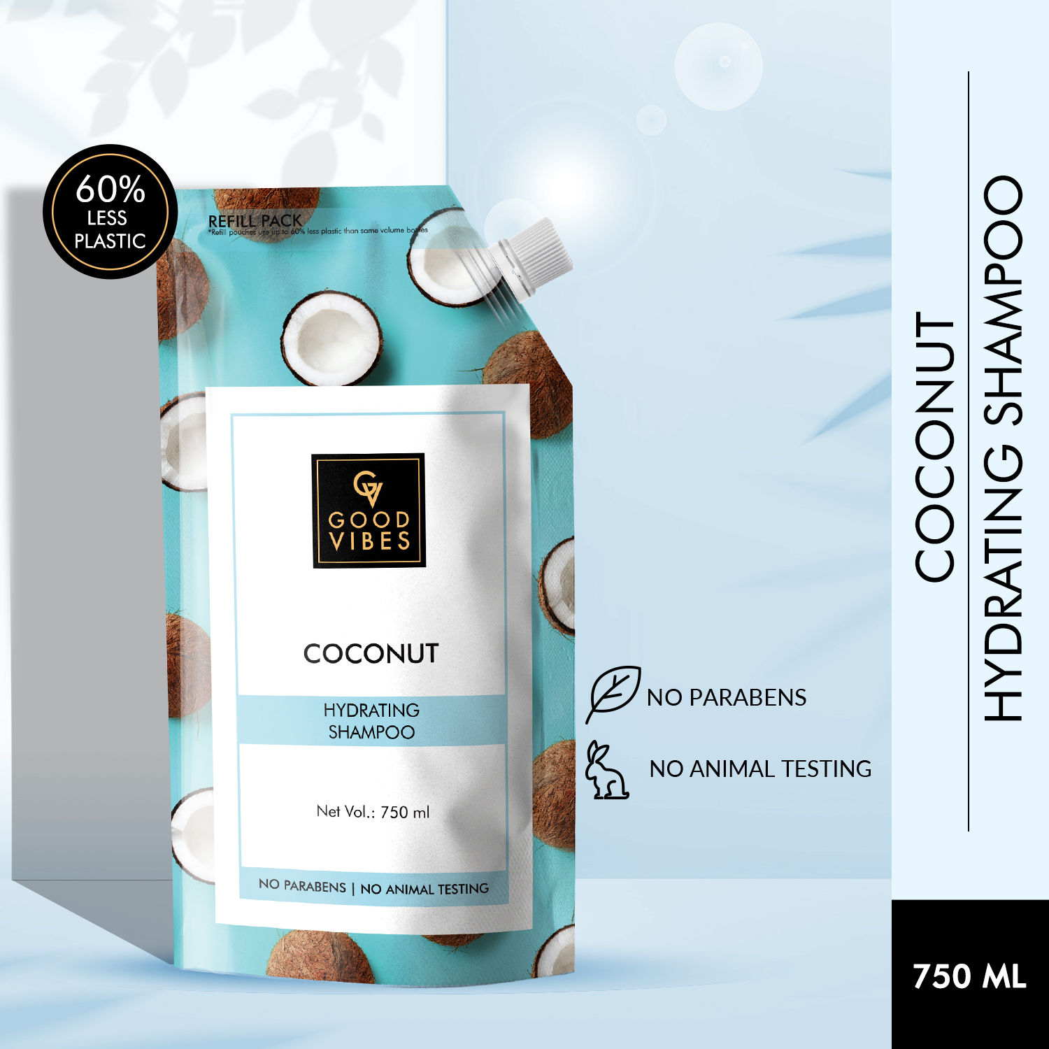 Buy Good Vibes Coconut Hydrating Shampoo Refill Pack (750 ml) - Purplle