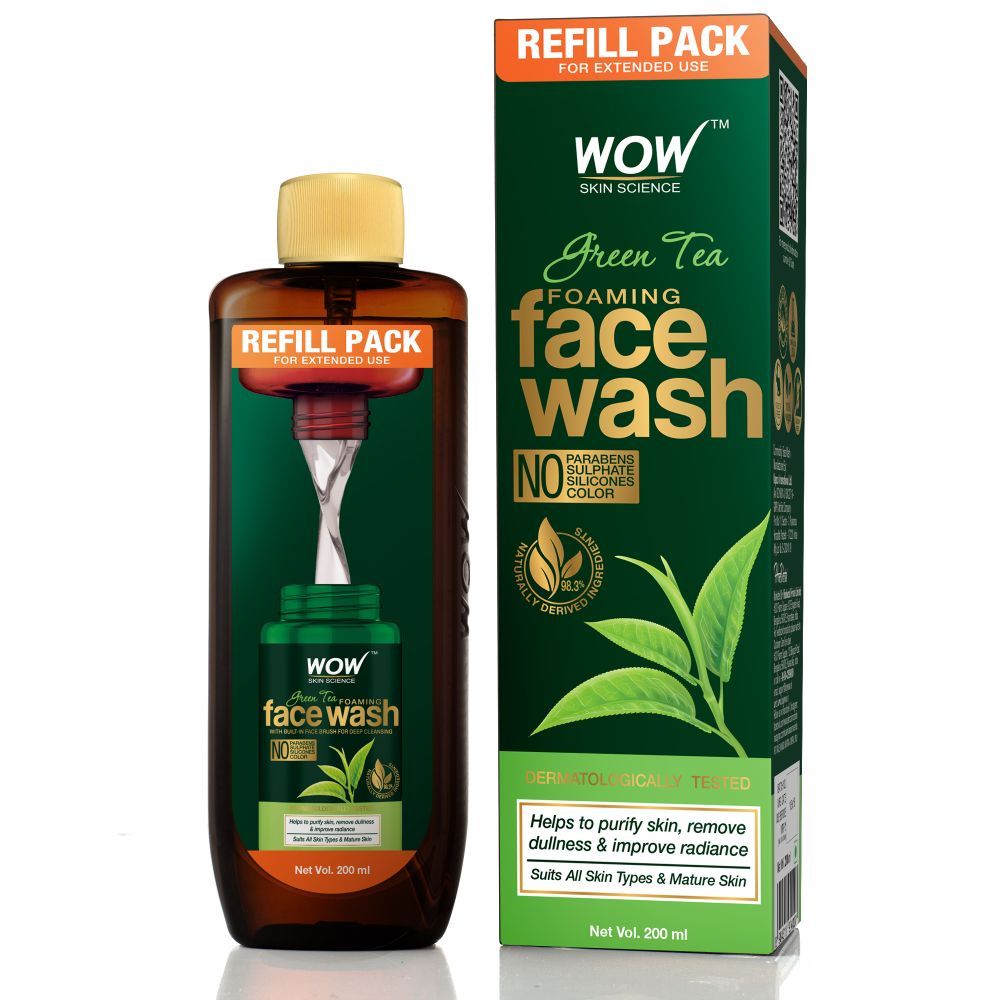 Buy WOW Skin Science Green Tea Foaming Face Wash Refill Pack (200 ml) - Purplle