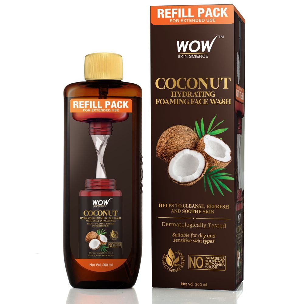 Buy WOW Skin Science Coconut Hydrating Foaming Face Wash Refill Pack (200 ml) - Purplle