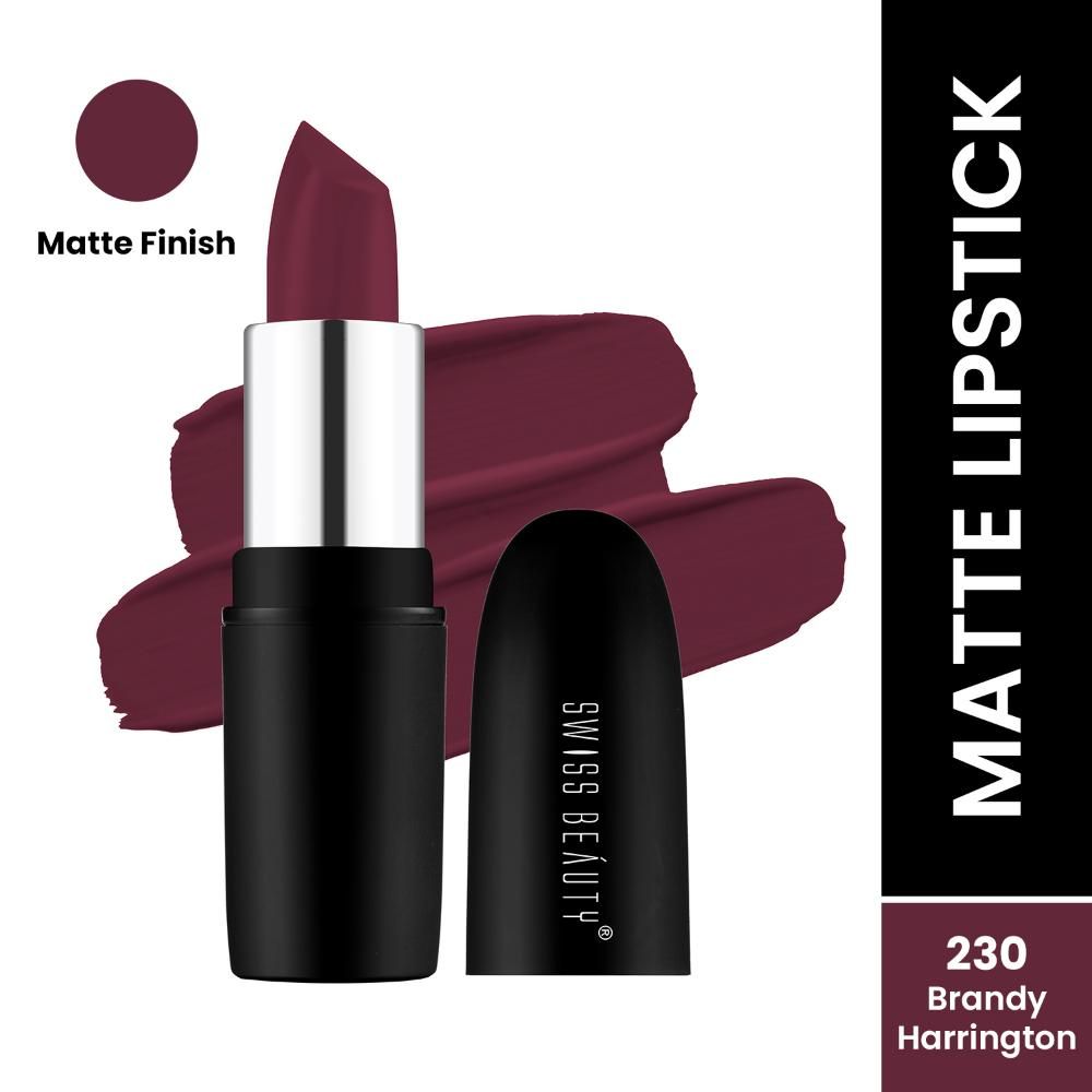 Buy Swiss Beauty Pure Matte Lipstick Brandy Harrington 230 (3.8 g) - Purplle