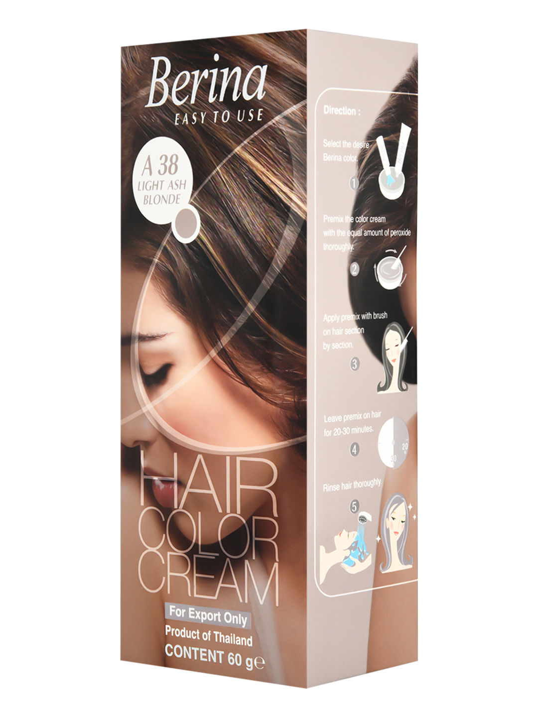 Buy Berina A38 Light Ash Blonde Hair Color Cream 60gm - Purplle