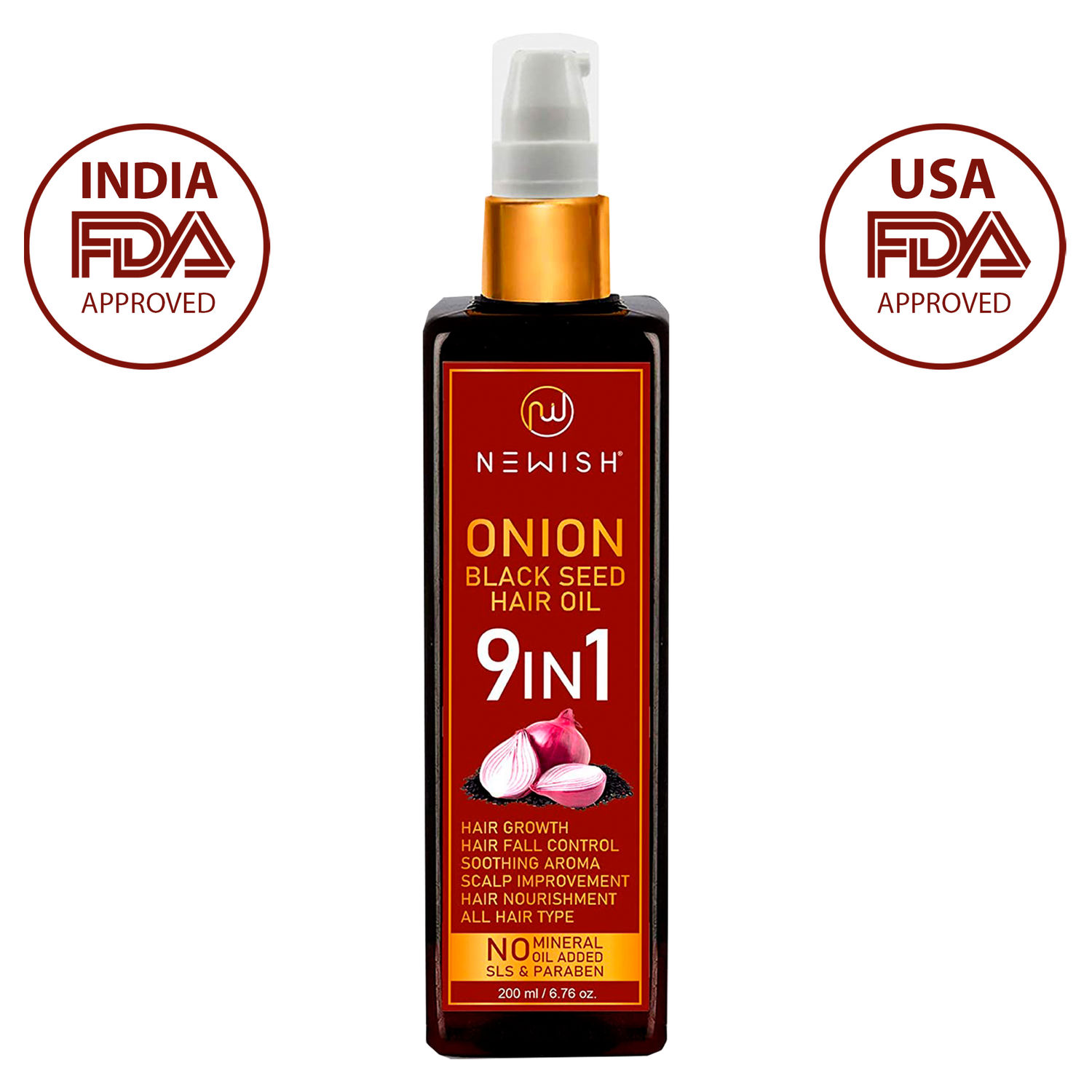 Buy Newish Onion Black Seed Hair Oil for Hair Growth for Men and Women Dandruff & Hairfall Control (200 ml) - Purplle