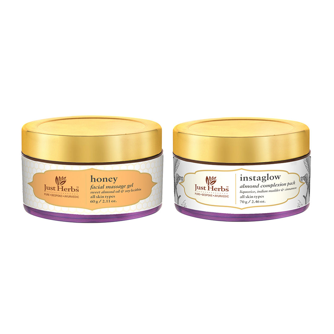 Buy Just Herbs Value Pack: Instant Glow Face Pack + Honey Massage Gel - Purplle