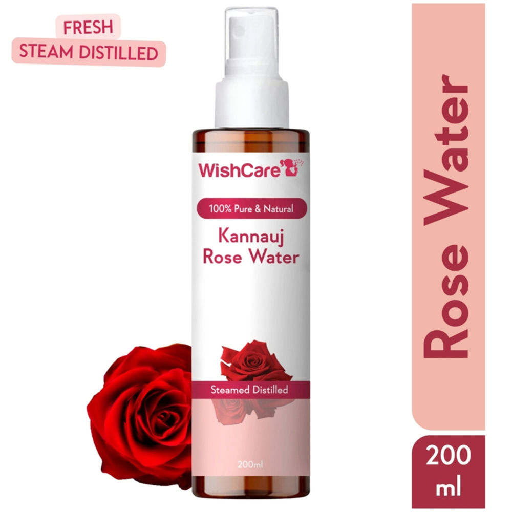 Buy WishCare 100% Pure & Natural Rose Water - Steam Distilled - Kannauj Rose Water- (200ml) - Purplle