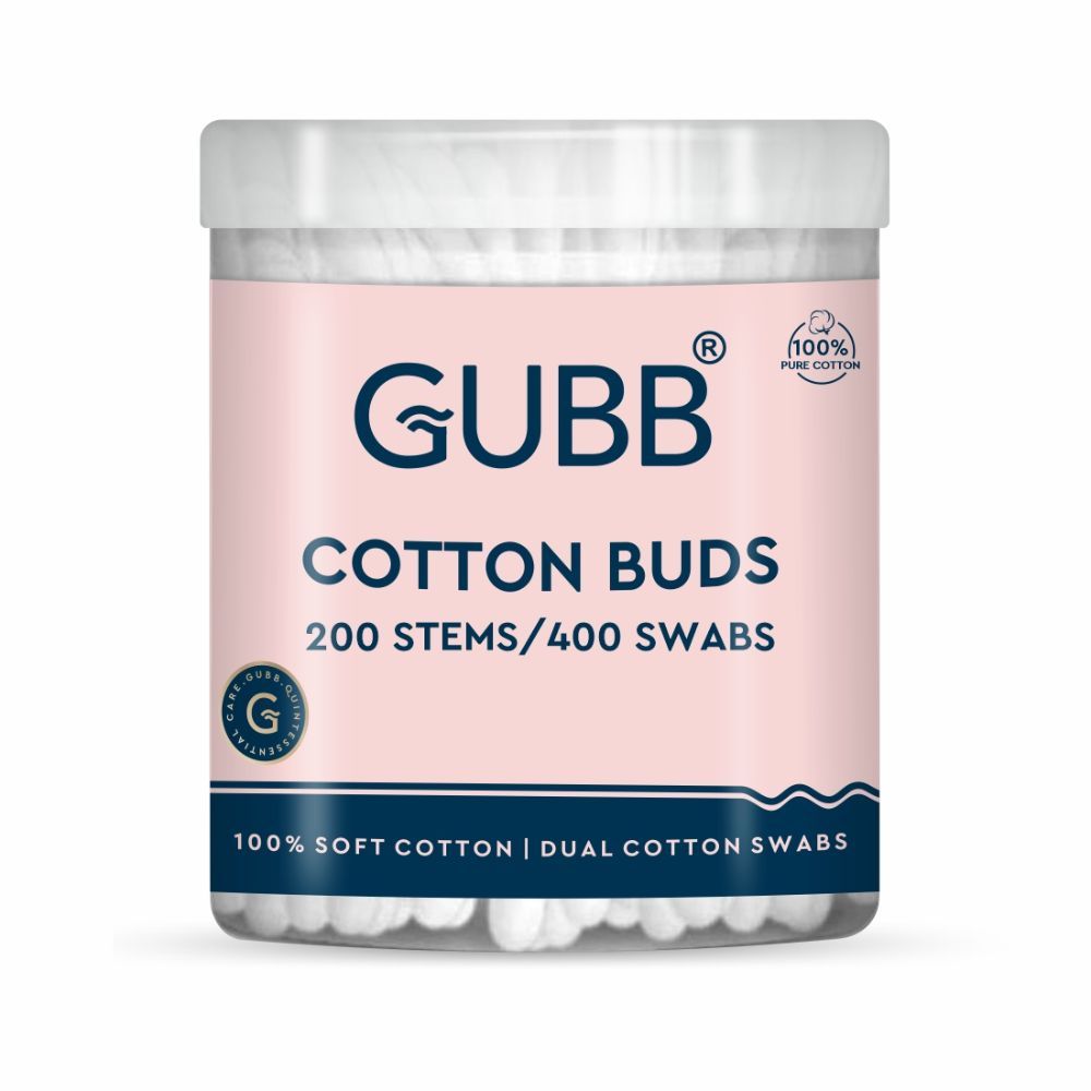 Buy GUBB 100% Pure Cotton Earbuds, Regular - 200 Buds - Purplle