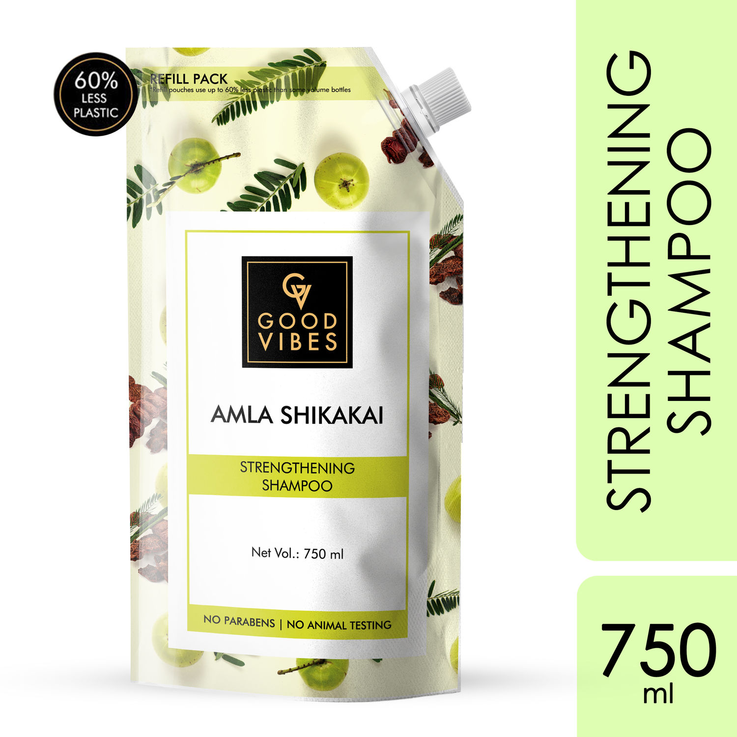 Buy Good Vibes Amla Shikakai Strengthening Shampoo Refill Pack (750 ml) - Purplle