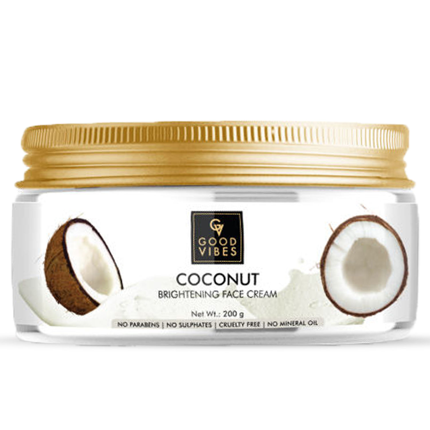 Buy Good Vibes Coconut Brightening Face Cream | Moisturizing, Fights Skin Damage | No Parabens, No Sulphates, No Mineral Oil | No Animal Testing (200 g) - Purplle
