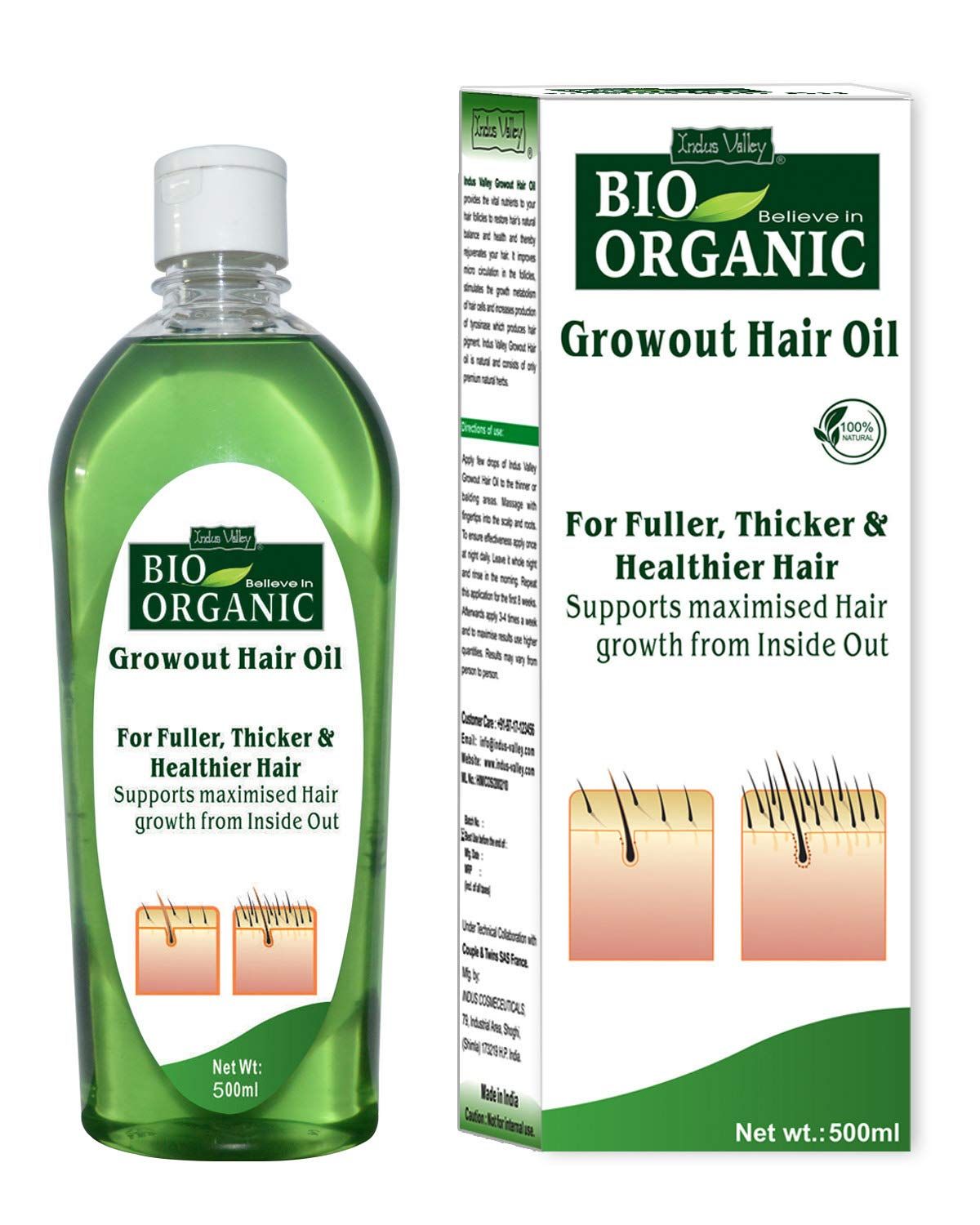 Buy Indus Valley Bio Organic Growout hair Oil (500 ml) - Purplle