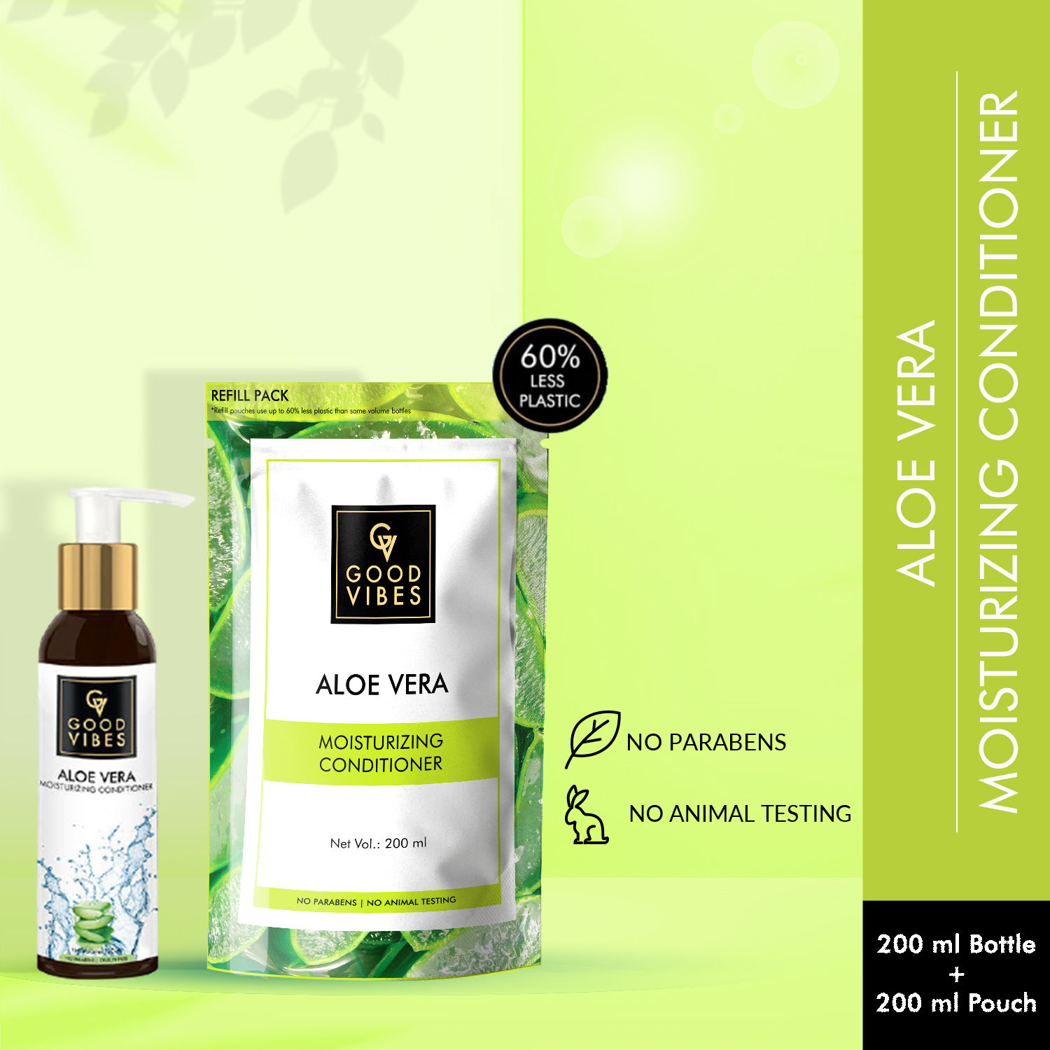 Buy Good Vibes Conditioner Aloe Vera (120 ml Bottle + 200 ml Pouch) - Purplle