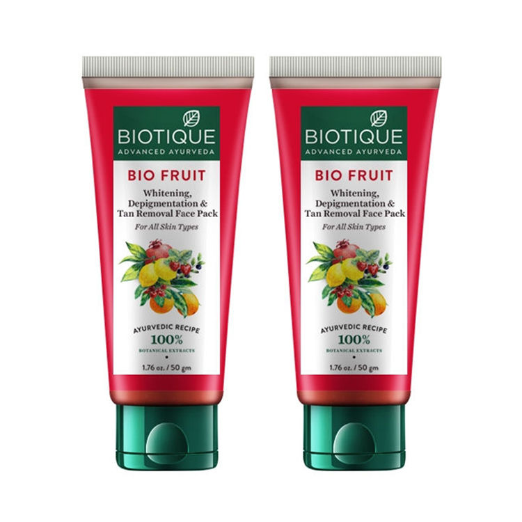 Buy Biotique Bio Fruit Whitening, Depigmentation & Tan Removal Face Pack (50gm) Pack of 2 - Purplle