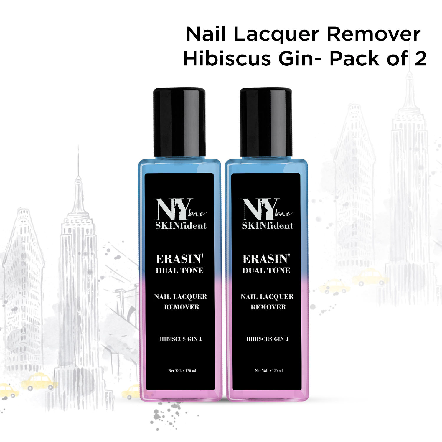 Buy NY Bae Erasin' Dual Tone Nail Lacquer Remover Hibiscus gin 1 (120 ml)- Pack of 2 - Purplle