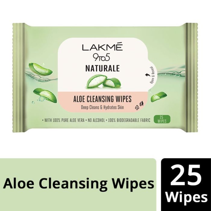 Buy Lakme 9to5 Natural Aloe Cleansing Wipes, 25 wipes - Purplle