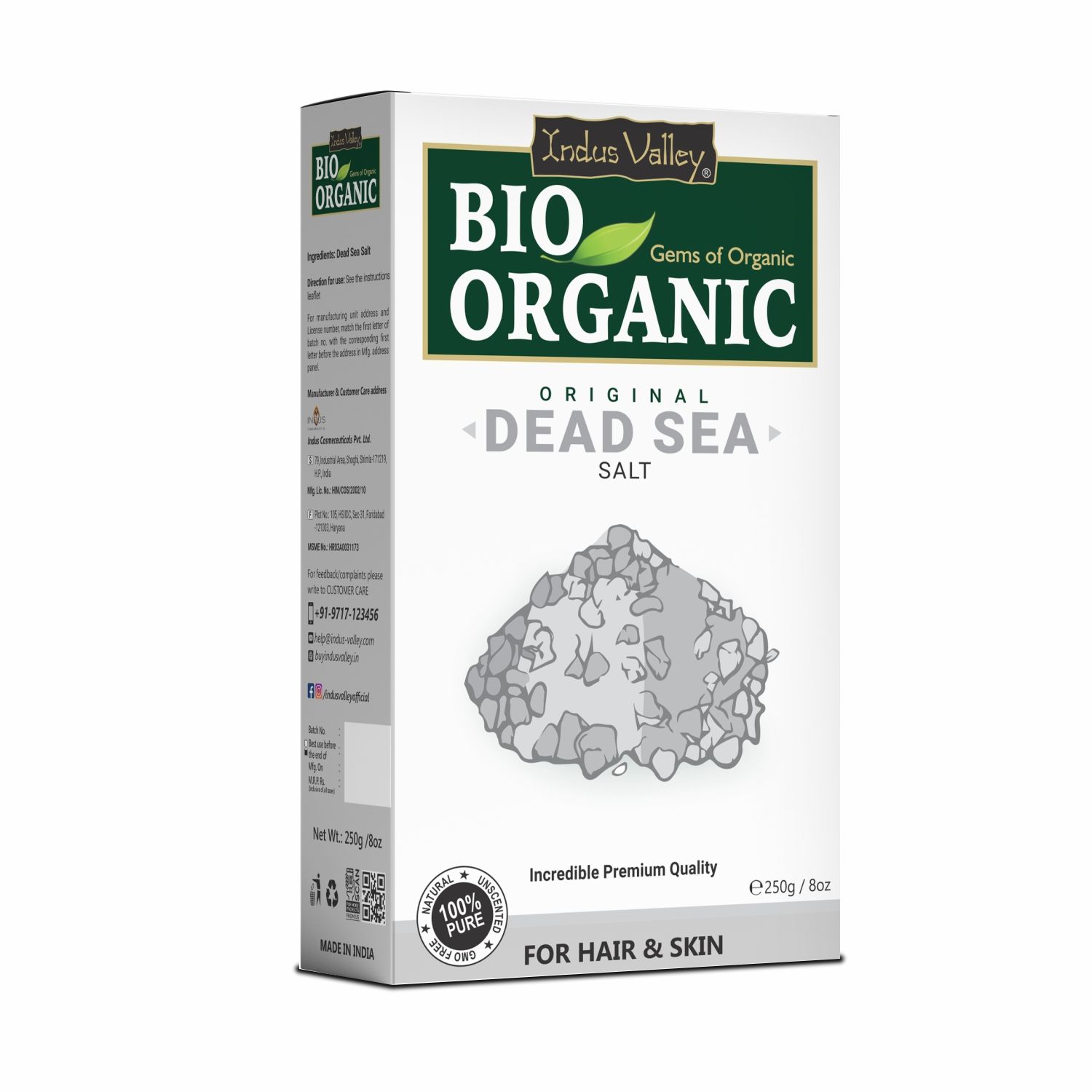 Buy Indus Valley bio organic 100% natural Dead sea salt-250 g - Purplle