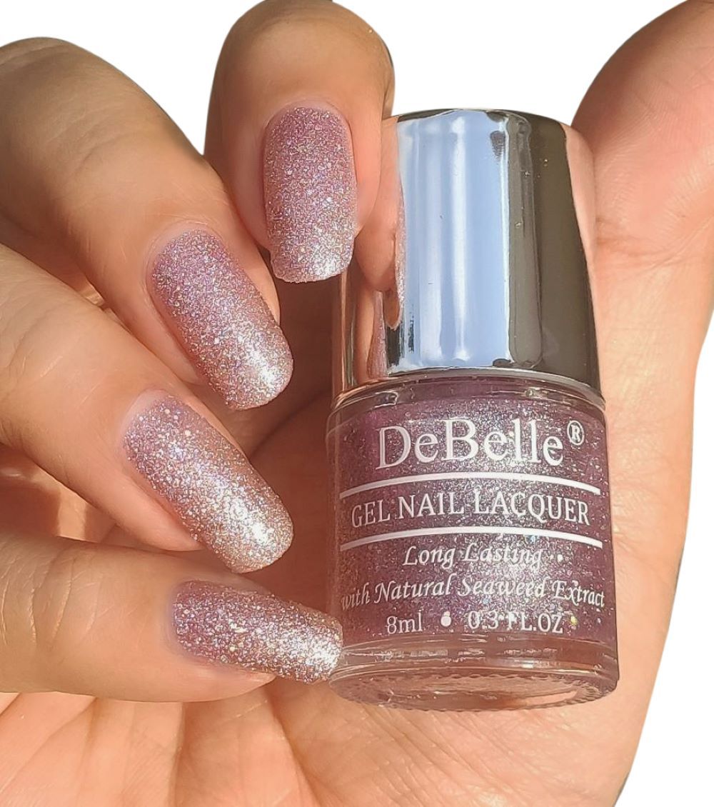 DeBelle Gel Nail Lacquer Aries (Light Dusty Pink Glitter) - (8 ml)